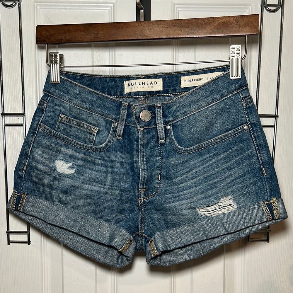 Bullhead Girlfriend Women's Distressed Blue Jean Shorts - size 23, fits 25